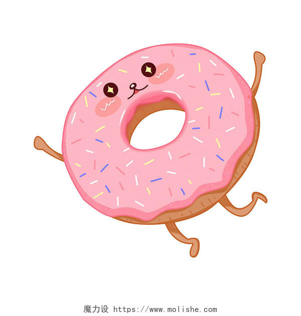粉色卡通甜品甜甜圈烘焙甜品手绘png素材